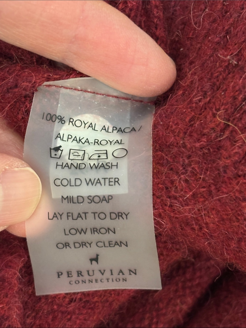 Peruvian Connection Deep Wine Boatneck Alpaca Sweater Large - Picture 10 of 10